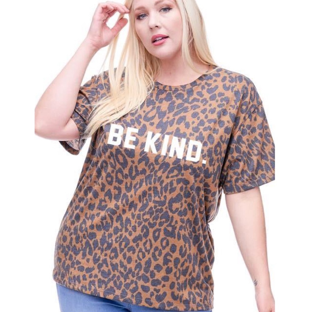Leopard Print "BE KIND" Graphic Tee